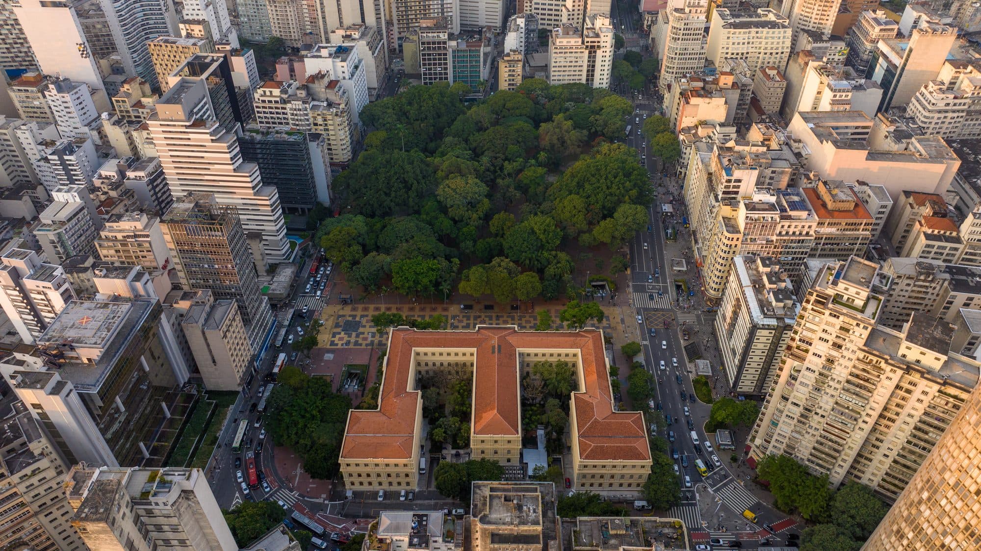 Praça da República vista de cima, no centro de São Paulo