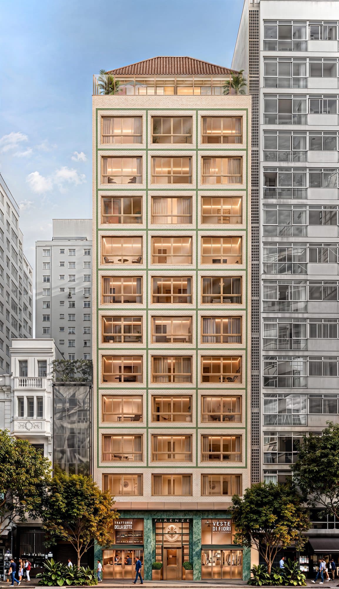 Fachada do Firenze 342 — retrofit residencial na Rua Sete de Abril, Centro Novo