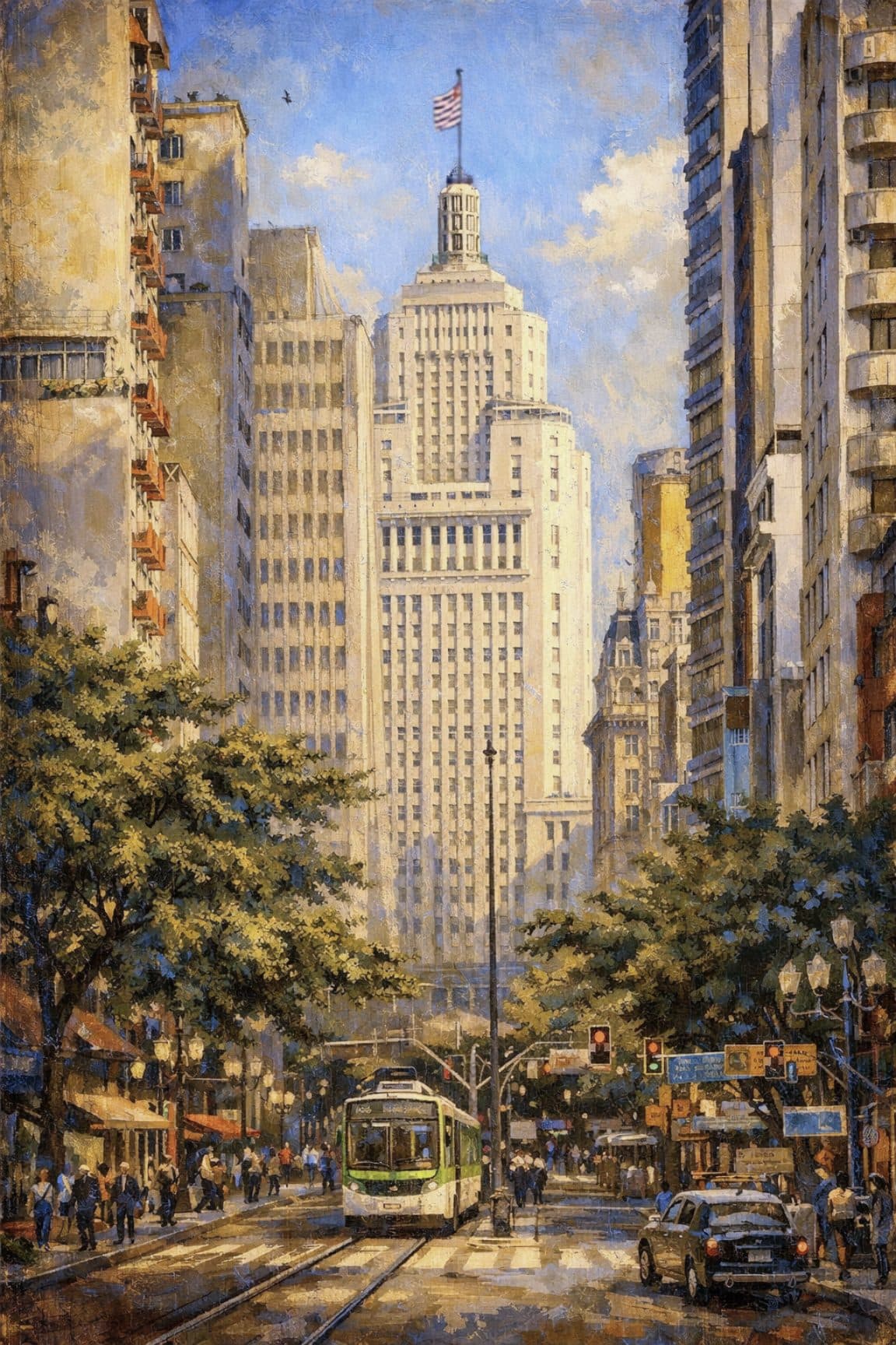Ilustração do centro histórico de São Paulo — cenário de atuação da LAF Incorporadora
