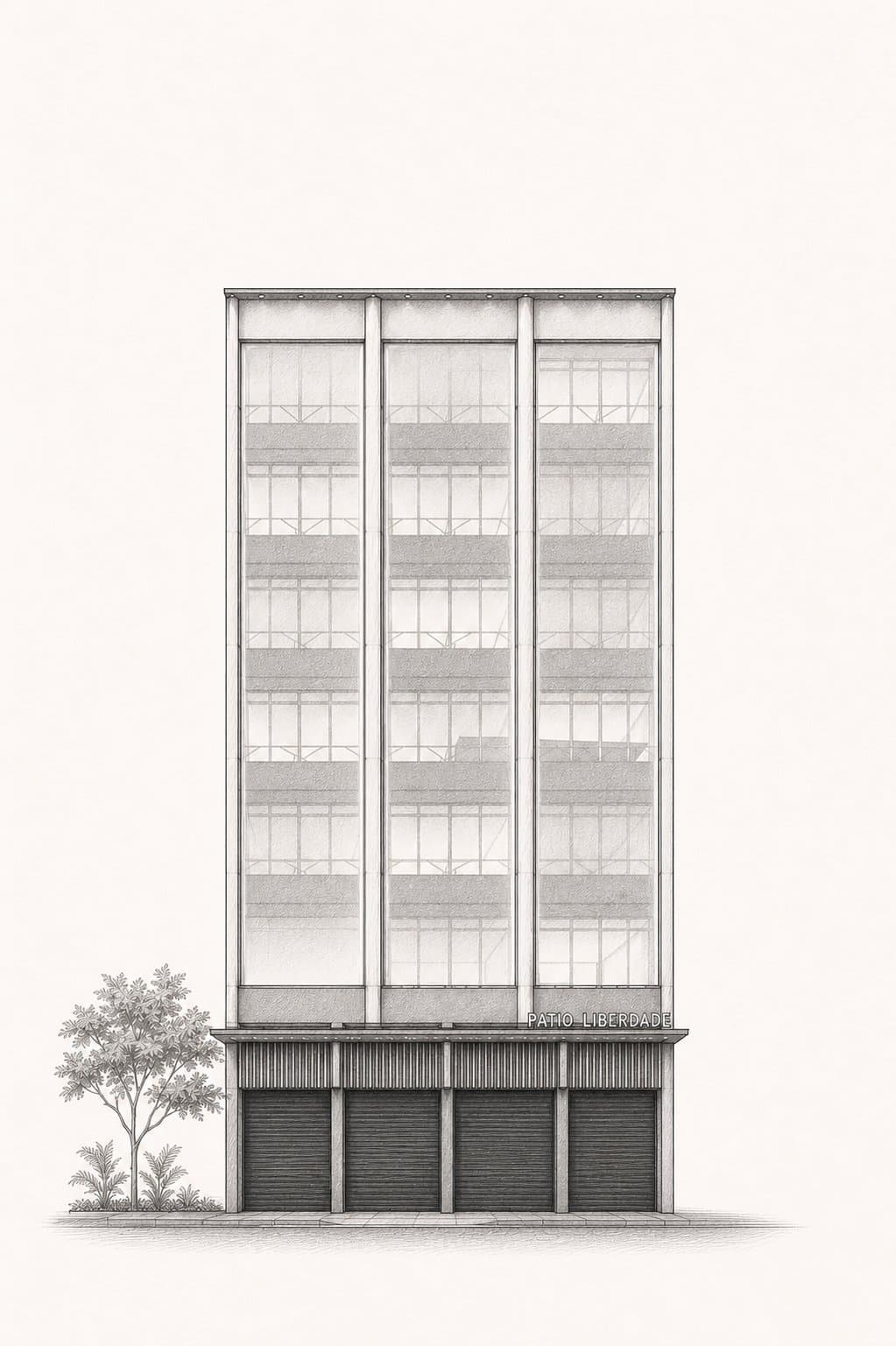Ilustração do edifício do Pátio Liberdade